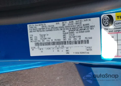 2017 Ford Fiesta Se z USA, uszkodzony, nr VIN 3FADP4EJ6HM157181